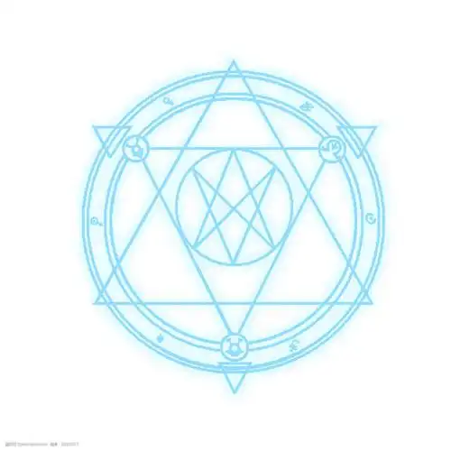 蓝色三星形圆形符文图案psd透明底