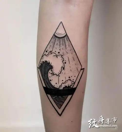 海浪纹身手稿图案