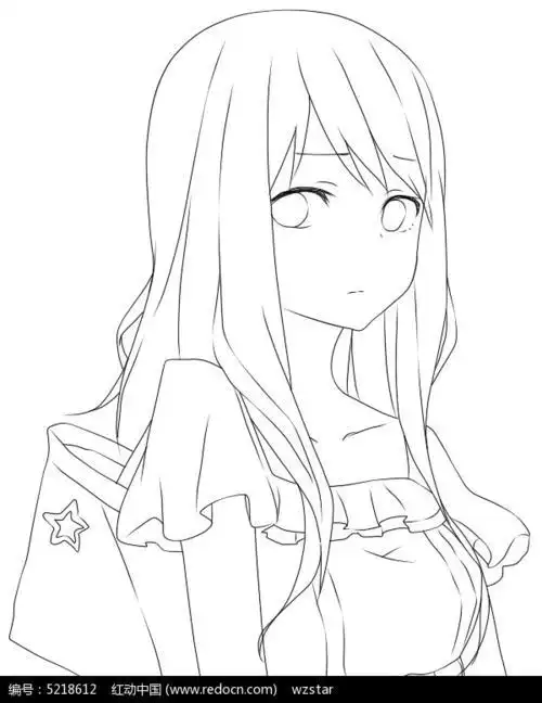 人物简笔画女孩长发简单化