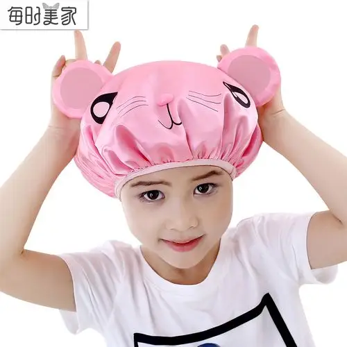 儿童浴帽防水女童沐浴帽干发帽女护耳洗头帽可爱小孩洗澡帽头套帽