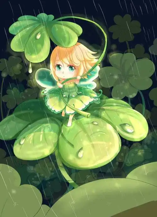 二次元四叶草少女图片 四叶草的守护