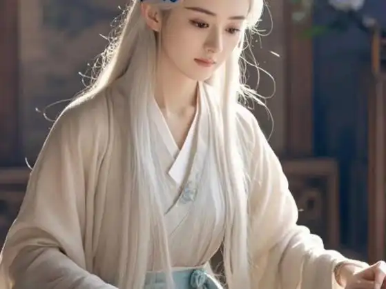 看她白发的古风造型挺美啊