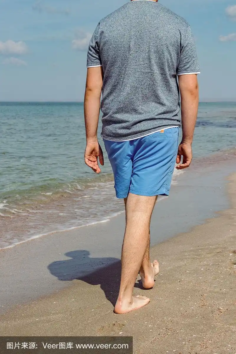 男性美,海滩,男人,图像,赤脚