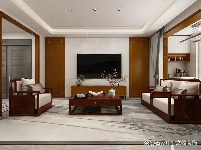 案例名称:石家庄业之峰装饰融创中心180平米新中式风格装修设计效果图