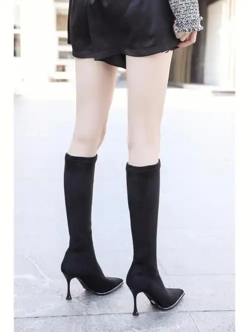 尖头高跟长靴   #不过膝长筒靴   #细跟长靴   #尖头细跟高跟长筒靴