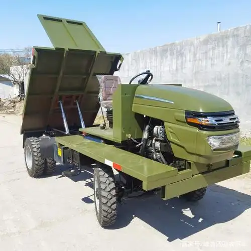 改装后拉钢筋的自卸四驱农用运输车