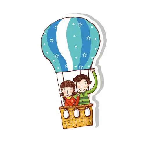卡通热气球元素