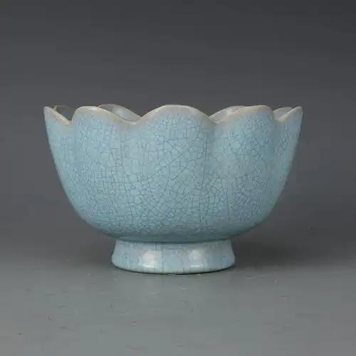 宋汝窑天青釉莲花温碗 古董古玩收藏 t仿古瓷器 五大名窑 宋瓷摆