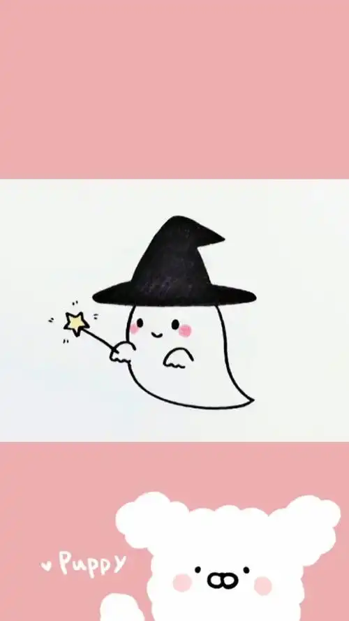 万圣节可爱的幽灵简笔画