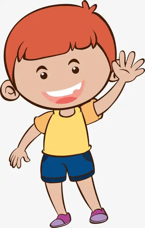 卡通挥手的可爱儿童