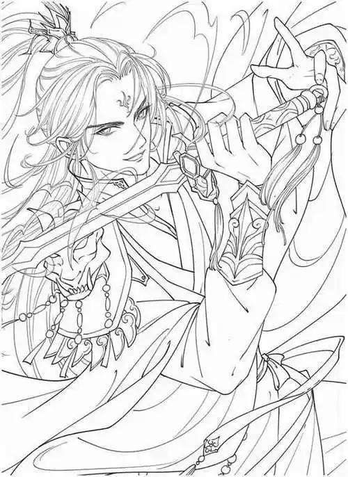 古风男子手绘线稿,临摹学画