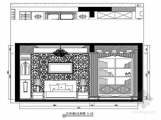 分享室内家装卧室立面图资料下载