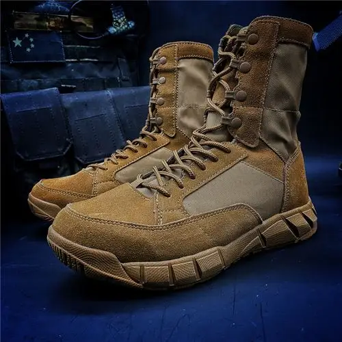 美国原品沙漠mod高帮狼棕色军靴沙色战术超轻战术靴