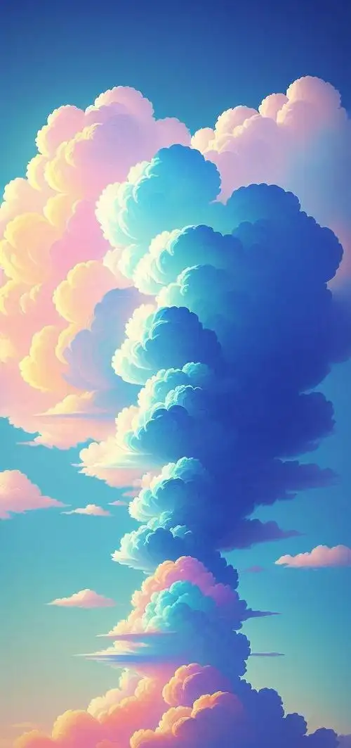 ai绘画壁纸:高清彩色艺术,七彩祥云 4k超清画质