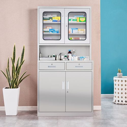 西药柜医务室药店配药柜304不锈钢带锁诊所社区医院医生储药柜台