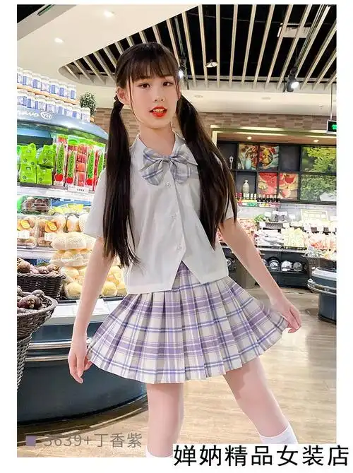支持国产婵妠小女孩幼稚园jk制服10童岁小学生少女套装裙子夏季水手服