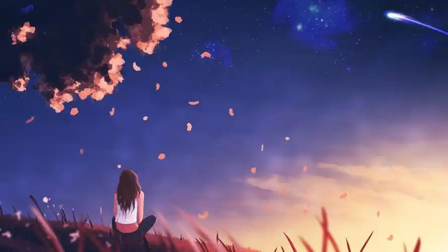 梦想女孩 希望 天空 树 唯美意境4k壁纸_4k动漫图片高清壁纸_墨鱼