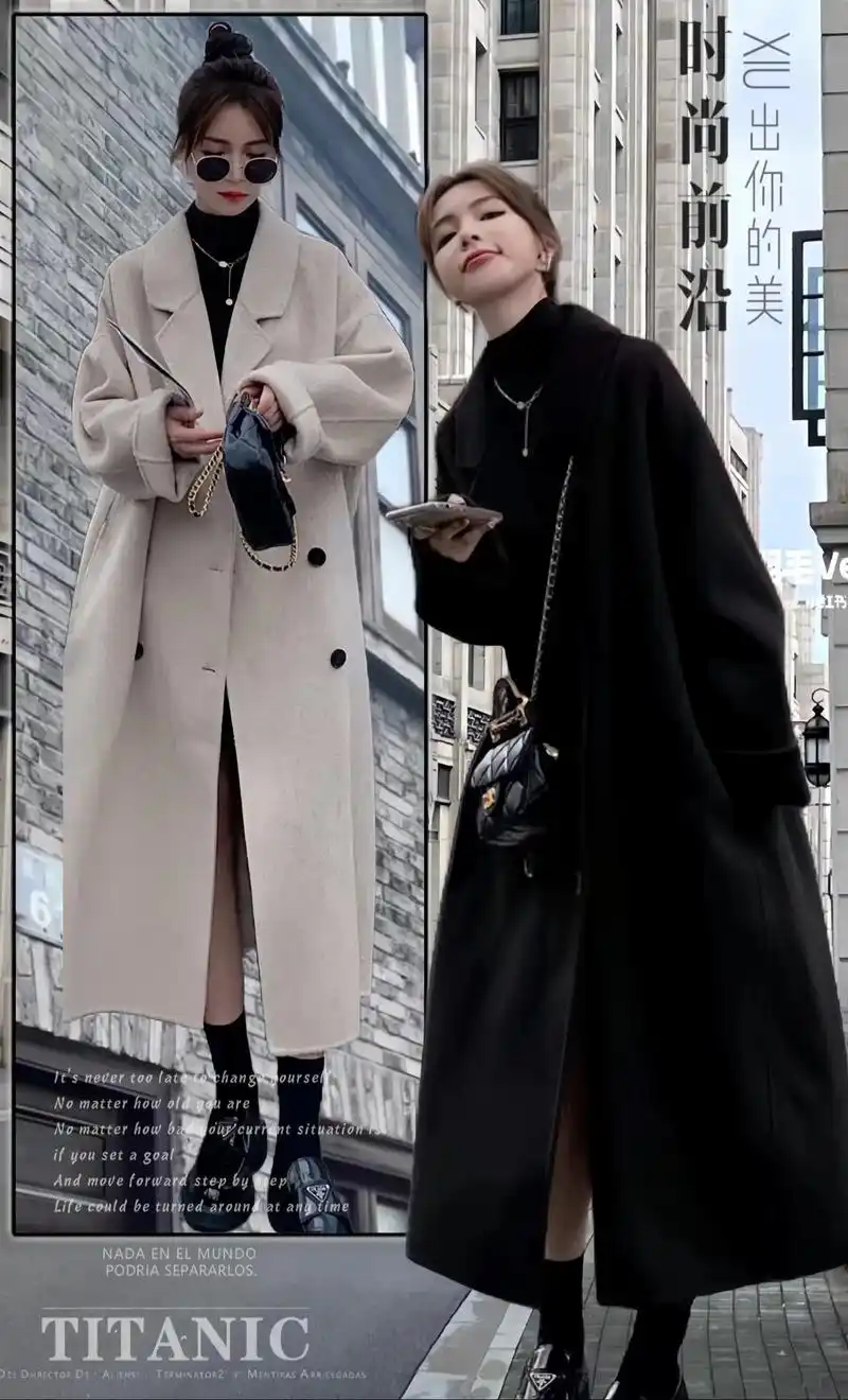 双面羊毛韩系呢子大衣