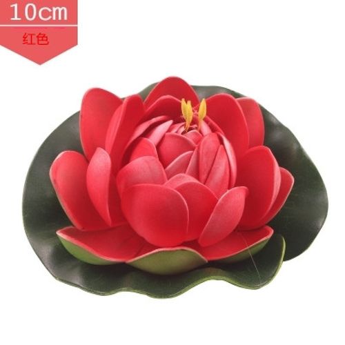 供佛假花干花塑料花鱼缸荷塘装饰花拍摄道具花 红色荷花直径10厘米