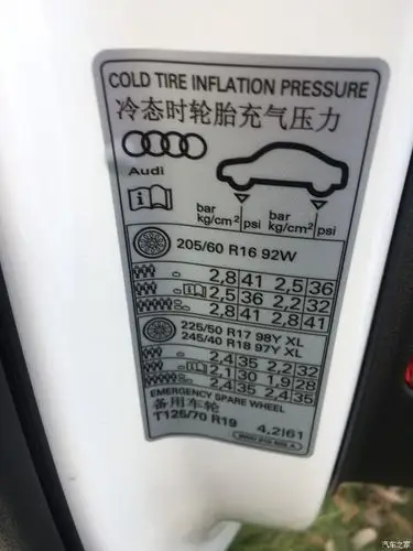 请问一下19款时尚型的胎压标注铭牌在哪边呀