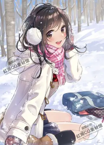 二次元动漫冬天人物插画设计素材角色美术绘画参考图集原画cg资料