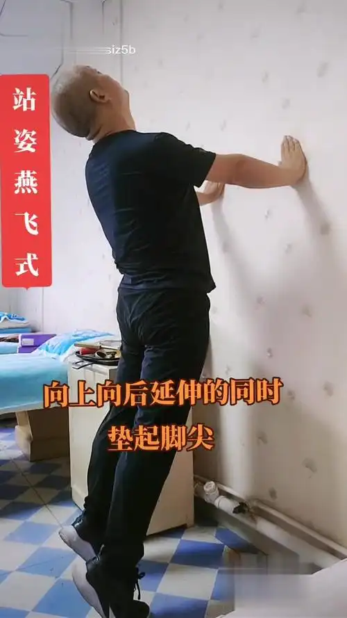 站姿燕飞式 ,每天3~5分钟 ,轻松又健康 #居家拉伸锻炼 #腰椎颈椎-健身