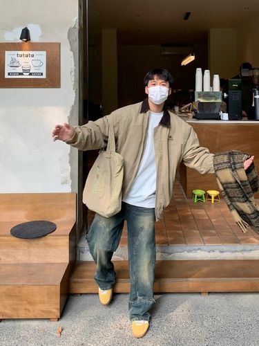 美式cleanfit水洗休闲夹克男复古翻领高街听劝穿搭外套显高上衣男