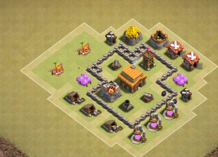 部落冲突,我的是三本,这样防御可以吗?对方的是四本,我应该怎么打?