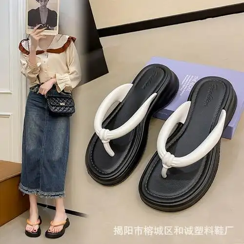 eva 人字拖女夏季松糕厚底增高凉拖沙滩坡跟实力夹趾拖鞋跨境批发