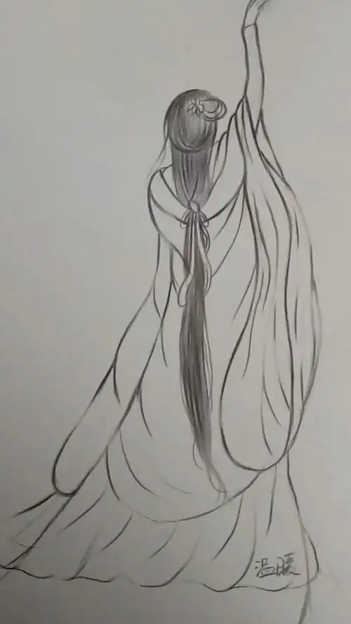教你画个古风女背影.