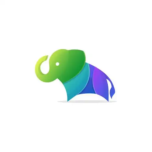 国外炫彩风格大象logo标志ai素材