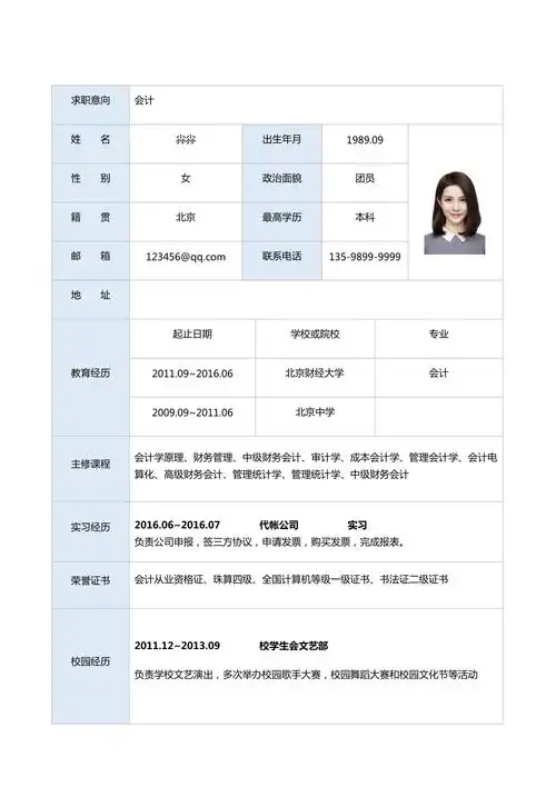 精美表格版个人求职简历模板 (1)