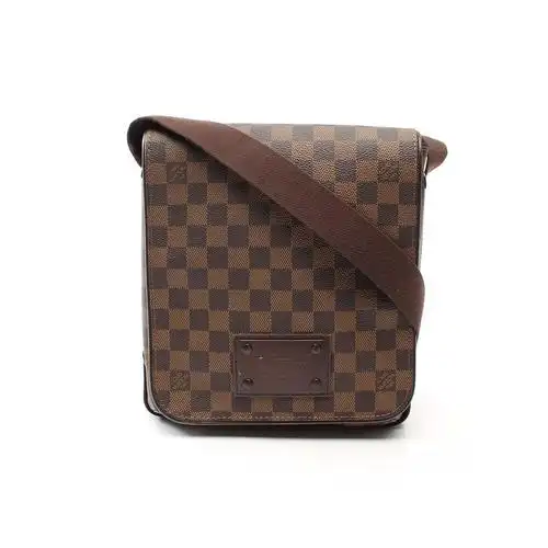 日本直邮中古lv路易威登brooklynpm乌黑黑色棋盘格肩包通用款女包