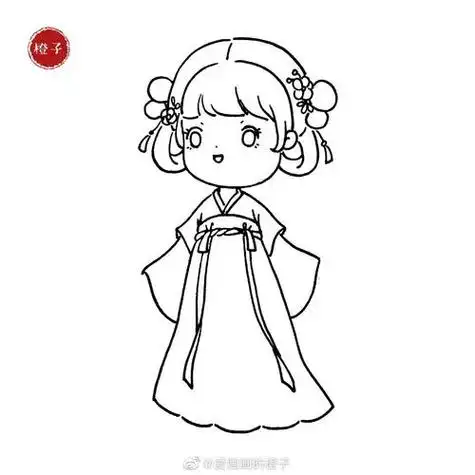 汉服女孩简笔画汉服女孩简笔画简单又漂亮