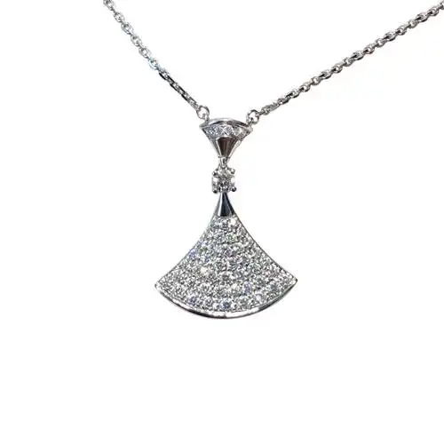 9新]bvlgari宝格丽 divas系列白金满钻大扇子项链 公价93000