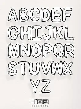 26个气泡黑色艺术字母