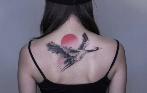 女生仙鹤纹身图集吉祥如意长寿等美好的寓意15