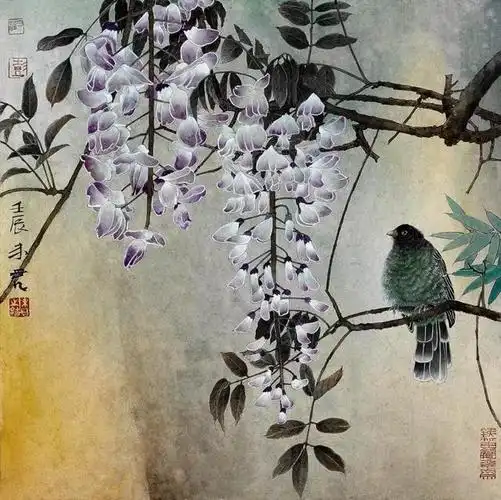 品鉴|书画家未君:紫云深处雨潇潇(高清大图)_紫藤