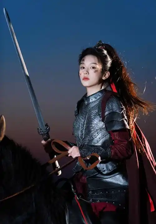 周也古装战损女将军写真,又美又飒,网友:老公是一种态度