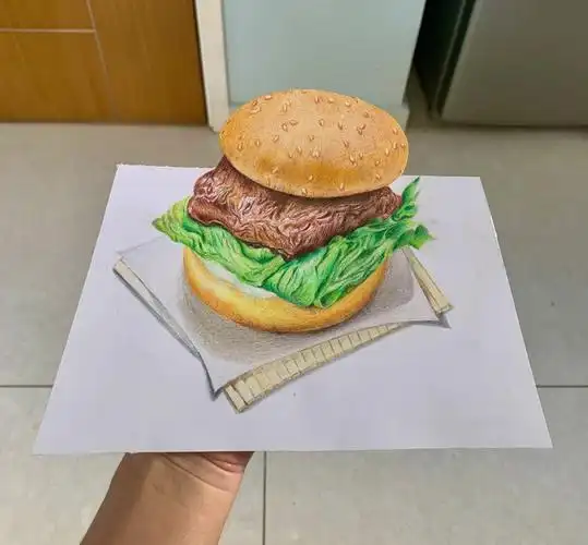 彩铅3d大汉堡详细过程图