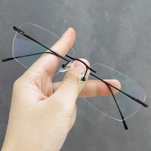 纯钛无框眼镜近视男女可配散光有度数防蓝光防辐射变色无边框眼睛