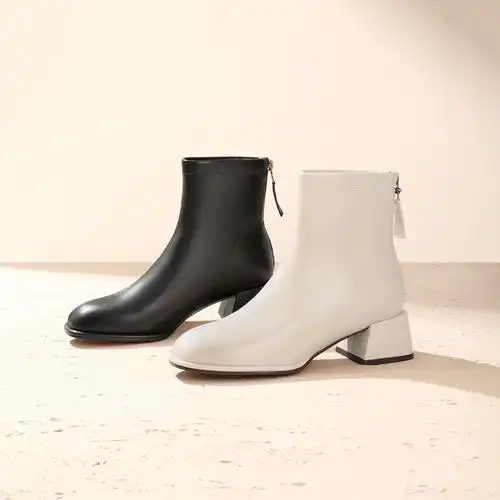 时尚女靴短靴b1557dz3百丽粗跟保暖加绒瘦瘦靴弹力靴2023冬新款