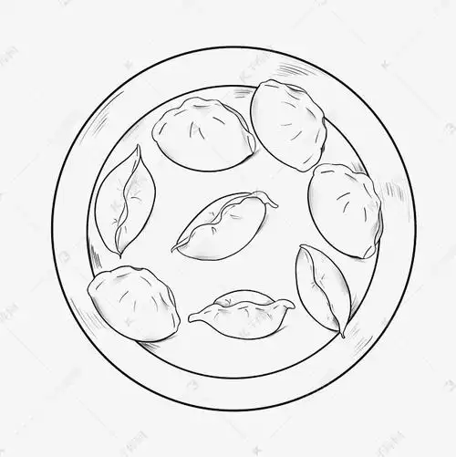 线描中华美食饺子