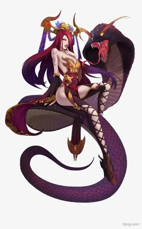 立绘黑色毒蛇妖姬png素材透明免抠图片-其他元素