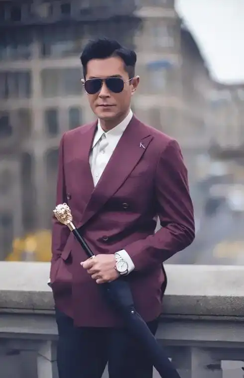 50岁古天乐站台为新剧宣传穿西装笔挺帅气拼色裤是亮点