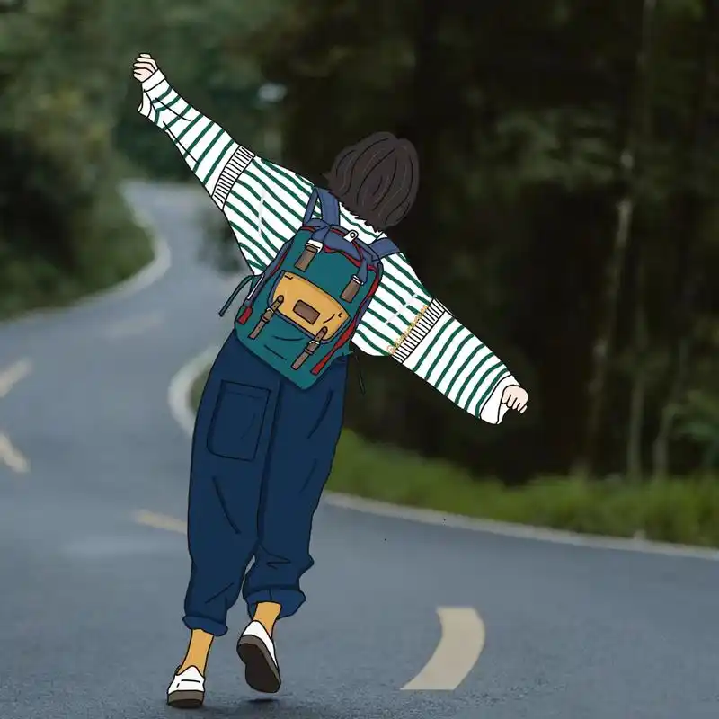 插画头像|短发背影女生头 周一工作日,浅更