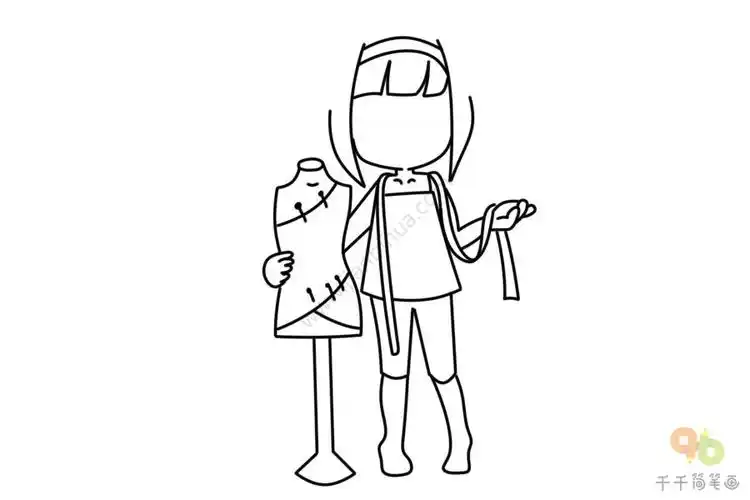 服装设计师简笔画步骤图
