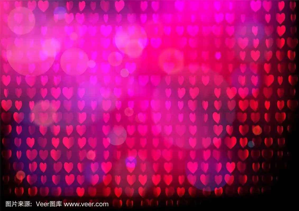 霓虹心背景迪斯科舞会紫粉色