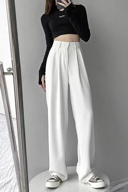 西柚家gra 新款阔腿裤西装裤女直筒宽松高腰显瘦垂感拖地裤女裤潮