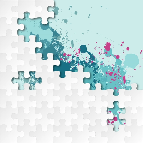 白色简约拼图矢量背景清新水彩背景素材